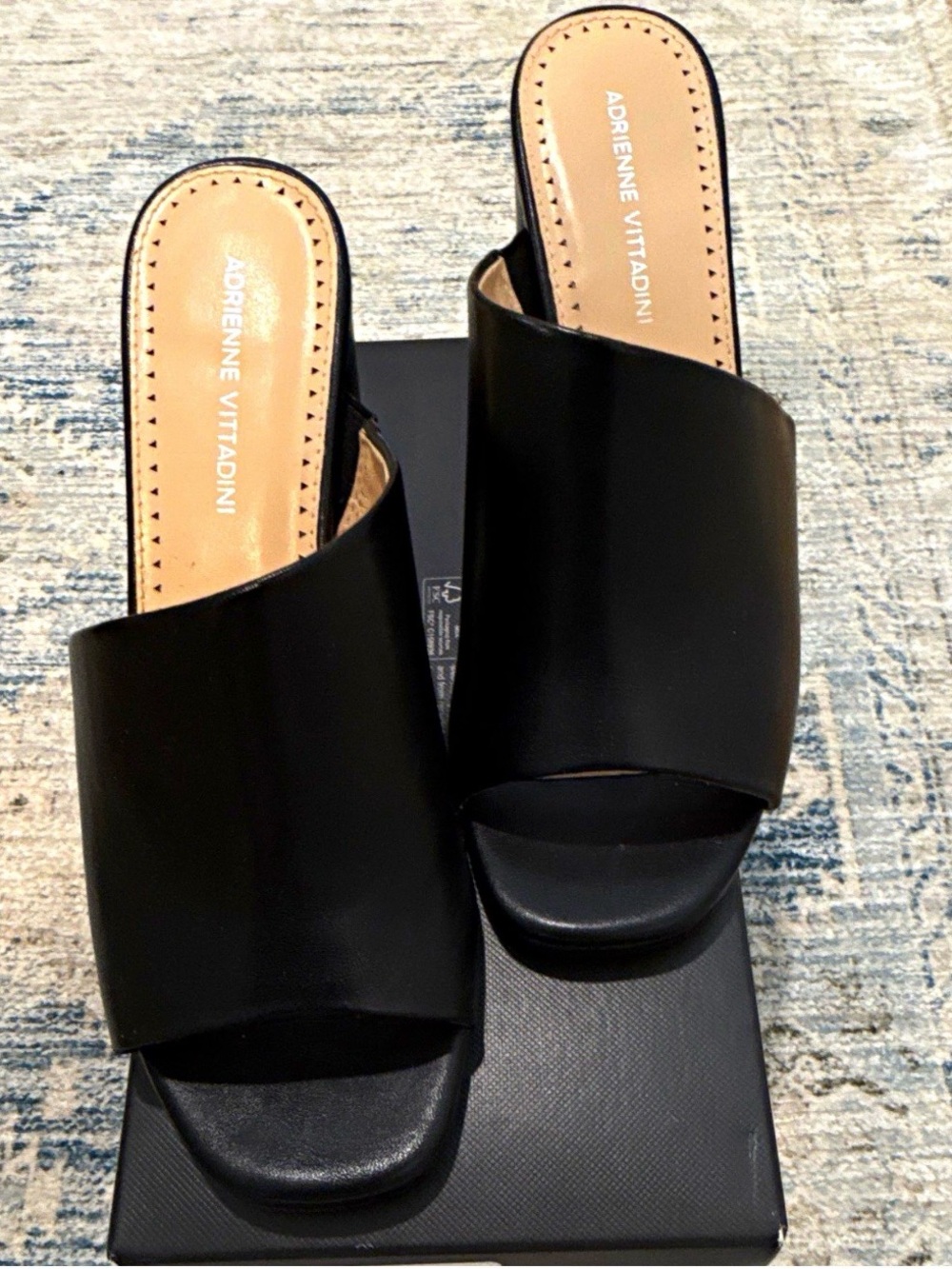 Adrienne Vittadini Black Open-Toe Slide Mules